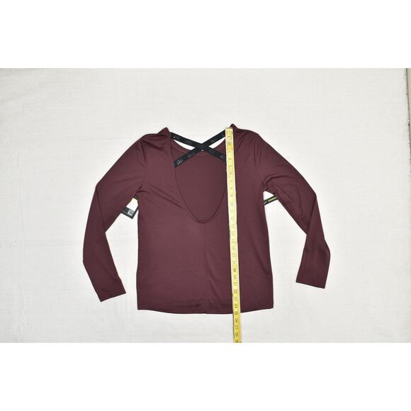 Nike Dri-FIT Long Sleeve Shirt Womens Small Red Maroon Crossback Training Top - Picture 5 of 8